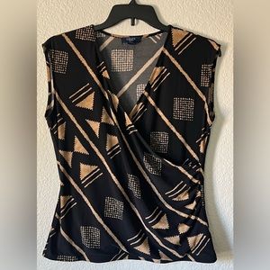 Chaps, XL, womens black and tan V-neck top